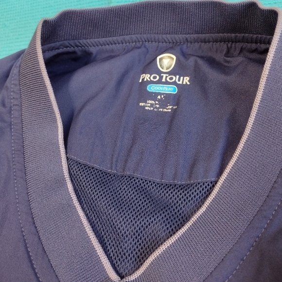 Pro Tour Cool Play Men’s Navy Blue Pullover Windbreaker Jacket Mesh Lining XL - Picture 9 of 10